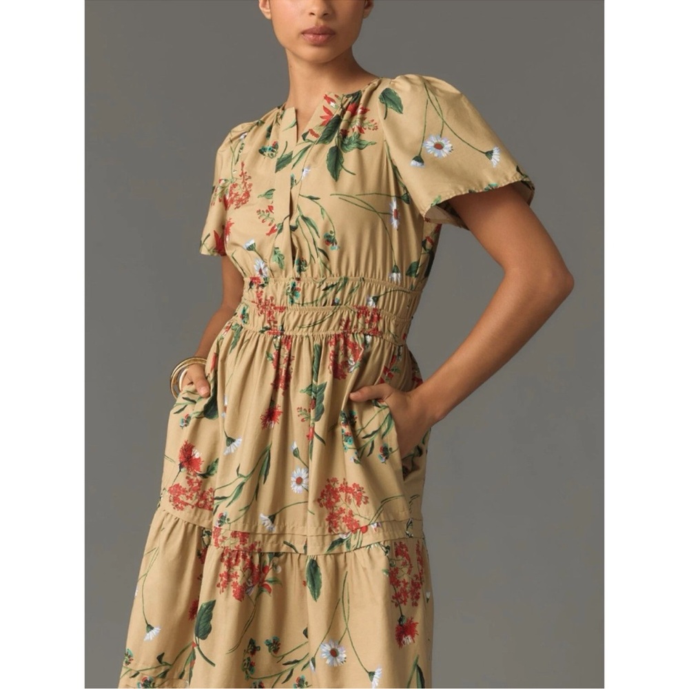 Floral Print Tan Dress nwt